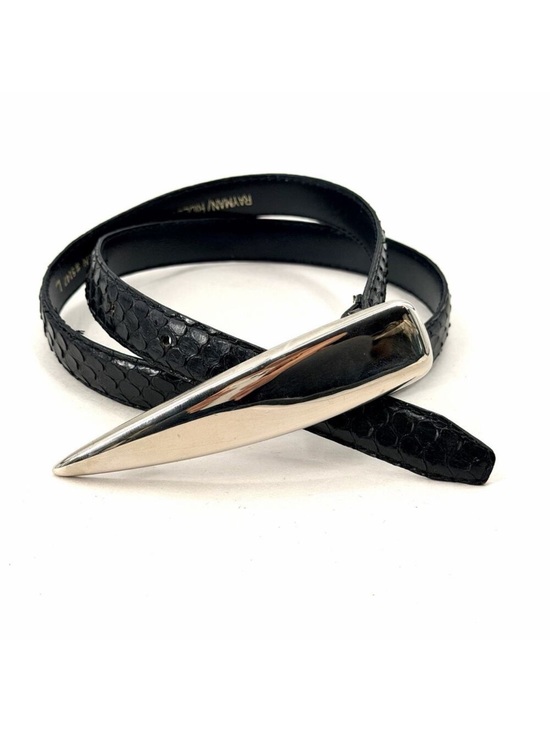 Rayman Ridless Accessories - Vintage Rayman Ridless Black Snakeskin & Metal Detail Hook Belt Womens Large
